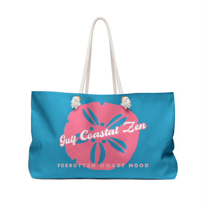 Gulf Coastal Zen Sand Dollar Forgotten Coast Mood Beach Weekender Bag Turquoise