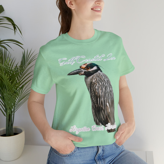 Gulf Coastal Zen Forgotten Coast, Florida Night Heron Beautiful Beach Birds Adult Short Sleeve T-Shirt