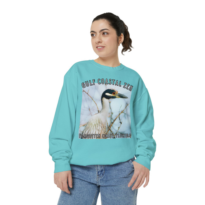 Gulf Coastal Zen Forgotten Coast Florida Night Heron 27 Adult Long Sleeve Garment-Dyed Sweatshirt