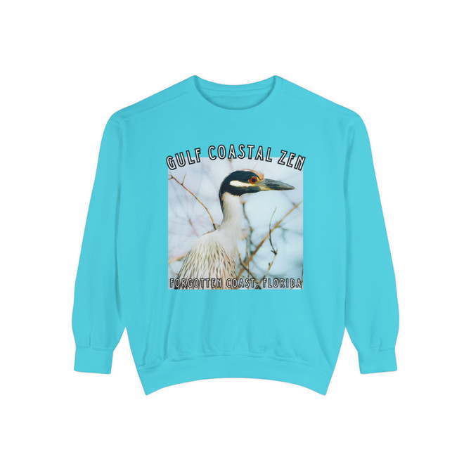 Gulf Coastal Zen Forgotten Coast Florida Night Heron 27 Adult Long Sleeve Garment-Dyed Sweatshirt