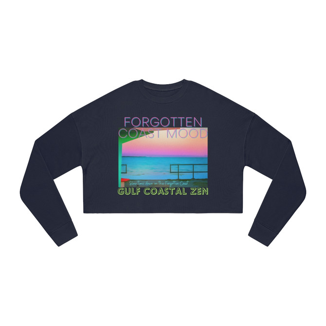 Gulf Coastal Zen Carrabelle Beach Sunset Daydream Women's Long Sleeve Cropped Sweatshirt