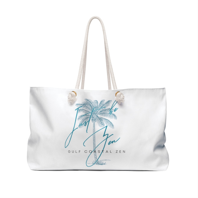 Gulf Coastal Zen Just be Zen Palm Tree Beach Weekender Bag White