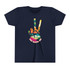 Gulf Costal Zen Vintage Florida Peace Sign Hand Beach Scene Youth Kids Short Sleeve T-Shirt