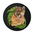 Florida Panther Tropical Leaves Gulf Coastal Zen Ocean Beach Round Vinyl Sticker Black