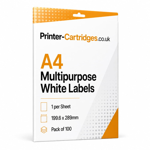 A4 Multipurpose White Labels – 1 per Sheet, 199.6 × 289mm, Pack of 100
