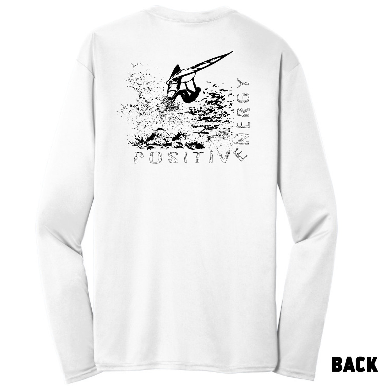 Windsurfing Waves - Youth Long Sleeve Med Performance White
