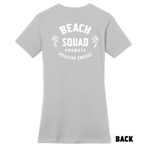 Back of Beach Squad Oval Back Ladies Short Sleeve in Grey