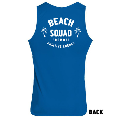 Back of Beach Squad Oval Back Tank Top in Blue