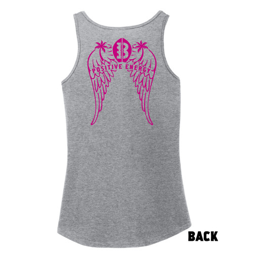 Back of Beach Squad Beach Angel Wings Ladies Tank Top in Grey