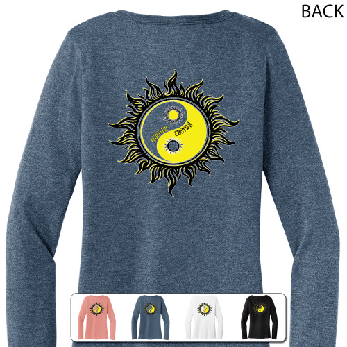 Beach Squad shirt ladies long sleeve v-neck yin yang sun