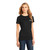 Front of Model Wearing Beach Squad Simple Pocket Palms Ladies Short Sleeve in Black