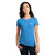 Front of Model Wearing Beach Squad Simple Pocket Palms Ladies Short Sleeve in Blue