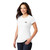 Front of Model Wearing Beach Squad Simple Pocket Palms Ladies Short Sleeve in White