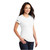 Front of Model Wearing Beach Squad Simple Sleeve Palms Ladies Short Sleeve in White