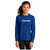 Front of Model Wearing Beach Squad Board-Line Youth Long Sleeve in Blue