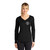 Front of Model Wearing Beach Squad Classic Round Ladies Long Sleeve in Black