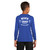 Back of Model Wearing Beach Squad Oval Back Youth Long sleeve in Blue