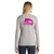 Back of model wearing Beach Squad Marlin Squad Ladies Long Sleeve in Grey