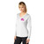 Front of model wearing Beach Squad Marlin Squad Ladies Long Sleeve in White