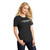 Front of model wearing Beach Squad Positive Energy Palms Ladies Short Sleeve in Black