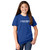 Front of model wearing Beach Squad  Positive Energy Youth Short Sleeve shirt in Blue