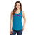 Front of model wearing Beach Squad Positive Energy Vibes Ladies Tank Top in Blue
