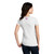 Back of  model wearing Beach Squad Positive Energy Spiral Ladies Short Sleeve shirt in White
