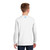 Back of model wearing Beach Squad Positive Energy Spiral Youth Long Sleeve shirt in White