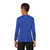 Back of model wearing Beach Squad Positive Energy Spiral Youth Long Sleeve shirt in Blue