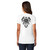Back of model wearing Beach Squad Sunboards Ladies Short Sleeve shirt in White