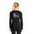 Back of model wearing Beach Squad Windsurfing Waves Youth Long Sleeve shirt in Black