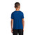 Back of model wearing Beach Squad Positive Energy Acorn Youth Short Sleeve shirt in Blue