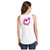 Back of model wearing Beach Squad Palm Tree Circle Wave Ladies Tank Top in White