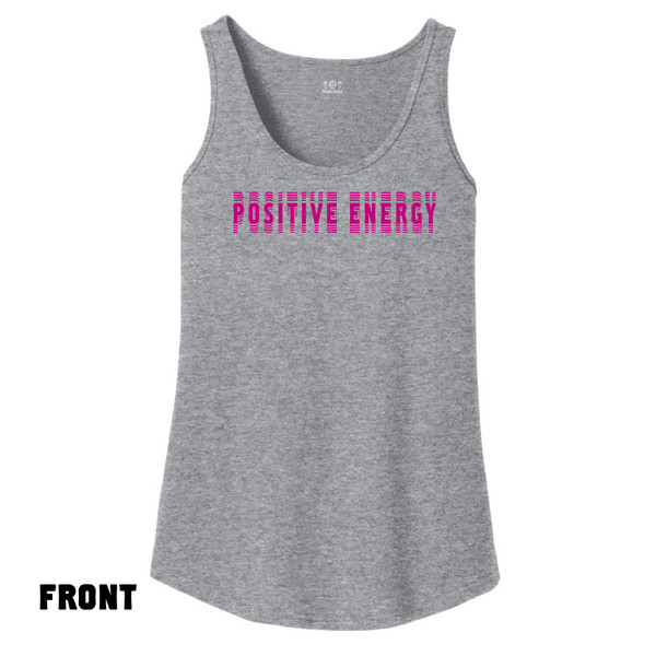 Front of Beach Squad Positive Energy Vibes Ladies Tank Top in Grey