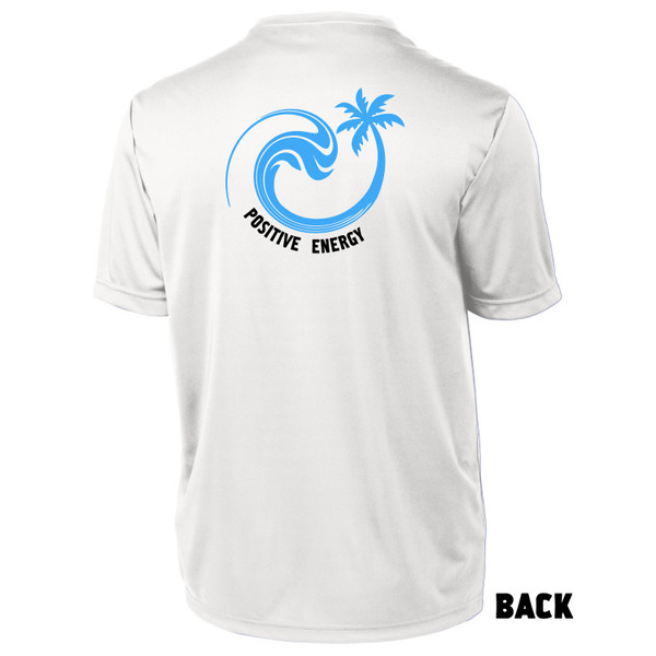 Back of Beach Squad Palm Tree Circle Wave Youth Short Sleeve shirt in White