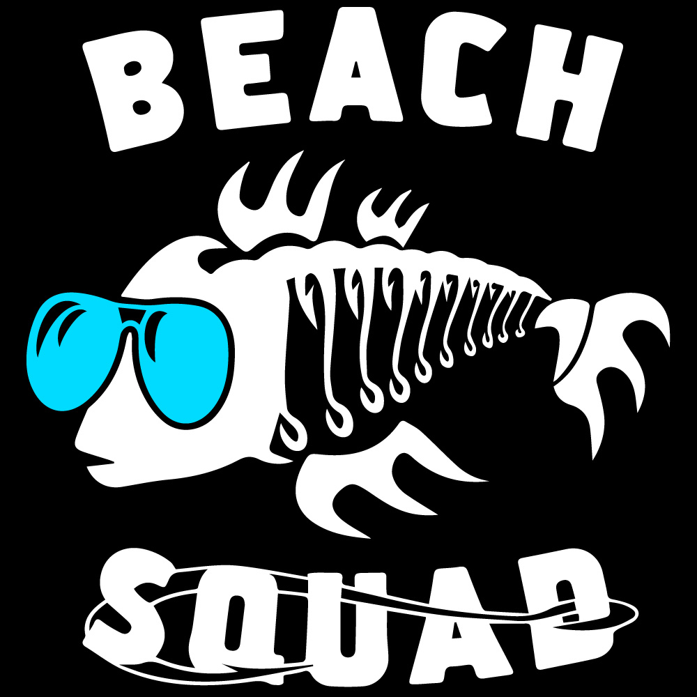 Beach Squad Design Fish Shades white print neon blue shades