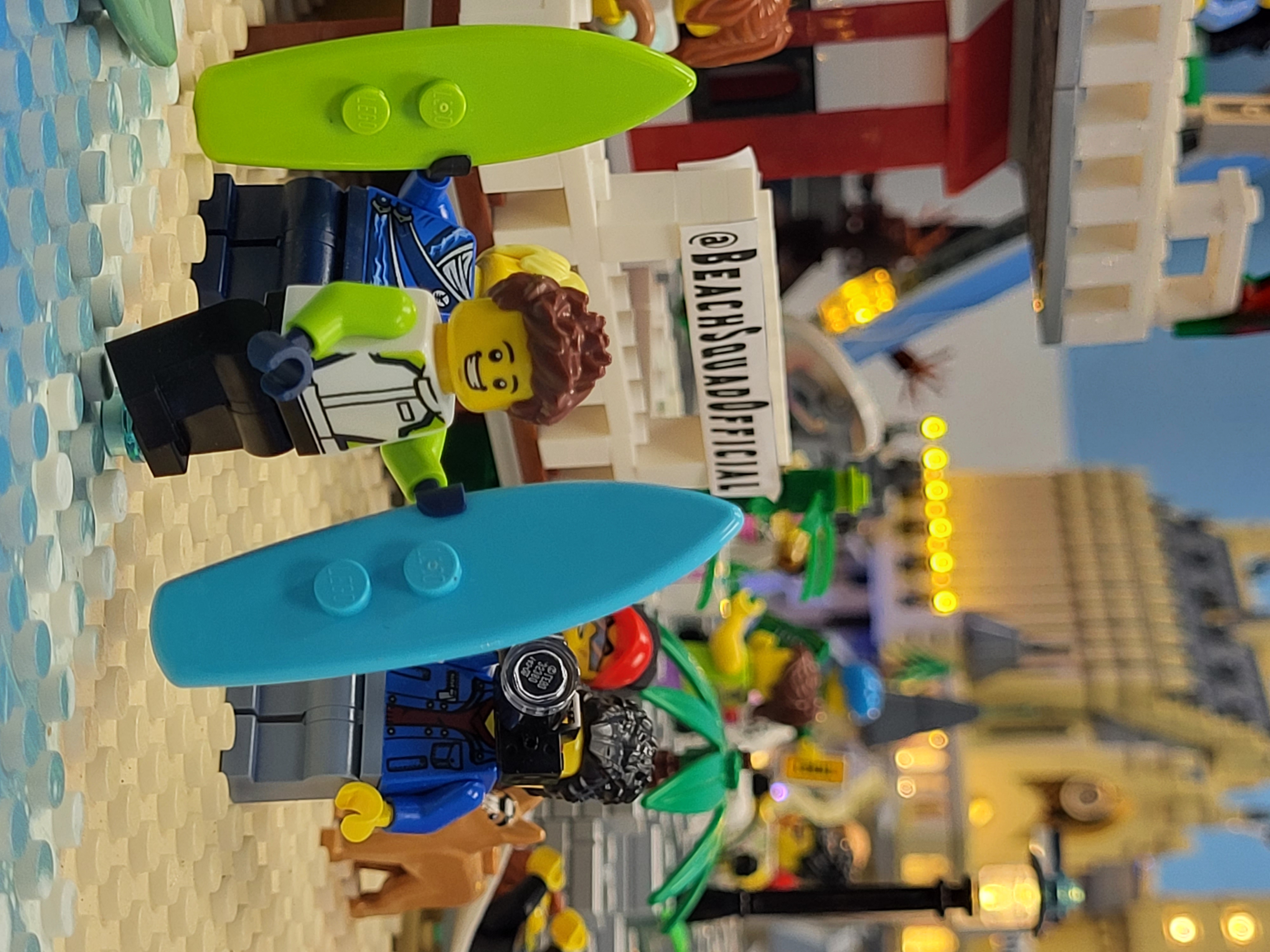 Beach Squad Lego Window Display Main Street Pier Surfing Competition Winner