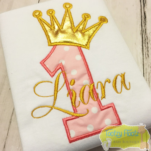 Birthday Number (Baby Pink) with Crown (Gold)