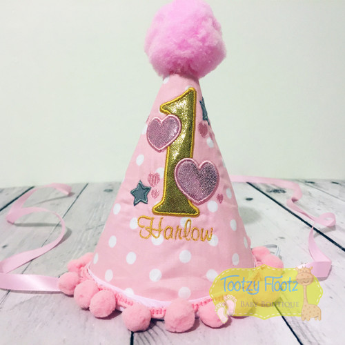 Number with hearts and stars Themed Birthday Hat