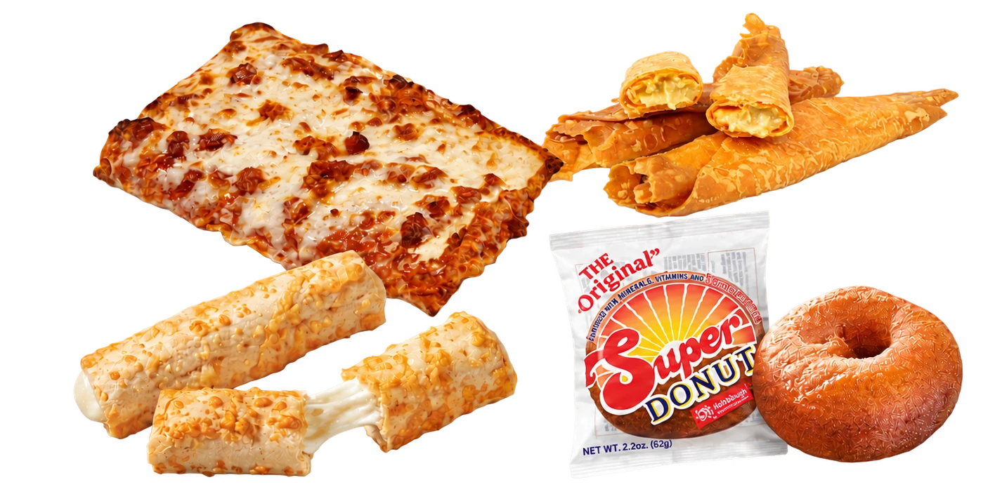 Assortment of nostalgic school lunch favorites