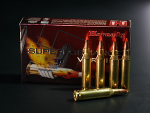 Hornady .243 Winchester V-MAX ammo offers flat-shooting precision and explosive expansion in both 58gr and 75gr variants—perfect for varmint and predator hunters demanding high speed and terminal performance