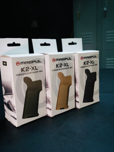 Magpul K2-XL Grip is a 25% larger vertical AR grip designed for shooters with larger hands. Features aggressive texture, precision fit, and integrated storage. Ideal for short LOP rifles and carbines.