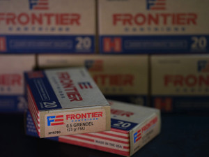 Frontier 6.5 Grendel 123gr FMJ offers American-made reliability and clean-burning performance. Hornady bullets, reloadable brass, and solid accuracy in every 20-round box. Frontier 6.5 Grendel 123gr FMJ offers American-made reliability and clean-burning performance. Hornady bullets, reloadable brass, and solid accuracy in every 20-round box.
