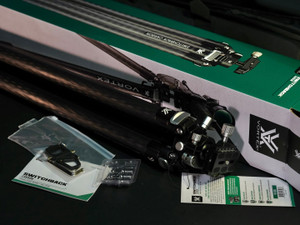 Close-up of Vortex Switchback tripod carbon fiber legs and ball head with Arca mount