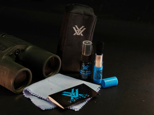 Vortex Fog Free Field Kit with brush, cleaning spray, microfiber cloth, and Spudz lens cloth for optic maintenance