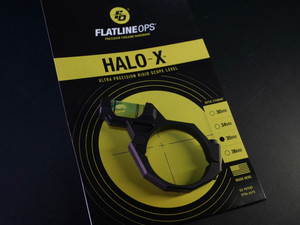 Flatline Ops HALO-X Precision Scope Bubble Level machined from 7075-T6 aerospace-grade aluminum for 30mm, 34mm, 35mm, and 36mm rifle scope tubes, proudly made in the USA.
