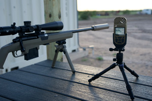 Ally Munitions Hard Goods Vortex ACE Saddle in Flat Dark Earth featuring dual 1/4"-20 threaded inserts for mounting a Vortex ACE Weather Meter to tripods, ARCA rails, and other accessories.