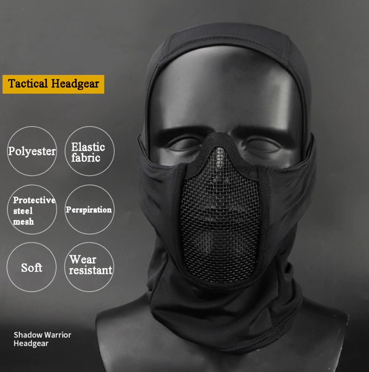 GSF Balaclava / Metal Mesh Mask Black