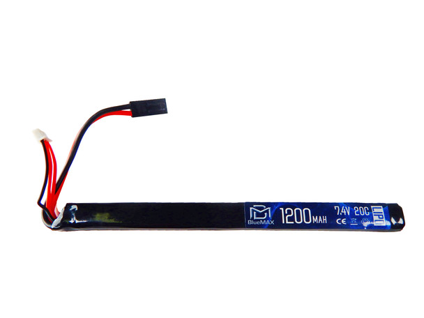 BlueMax 7.4v 1200mAh 20c Lipo Battery Slim Stick
