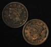 1842 Large Date & 1851 1c Braided Hair Large Cent Pair - Free Shipping USA